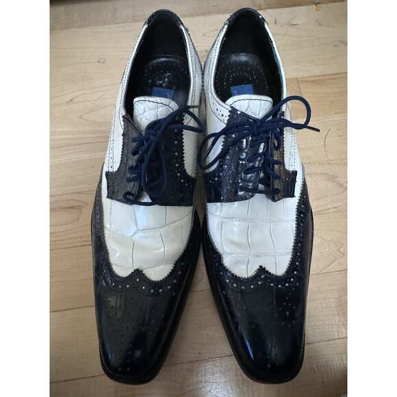 Mens Giorgio brutini 210513 Leather Navy And White Wingtip - Picture 1 of 4